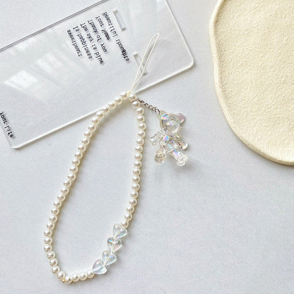 Beaded Lanyard DIY Creative Acrylic Phone Chain Beauty Fashion Jewelry Accessories Cartoon Bear Butterfly Pearl Bracelet Unisex